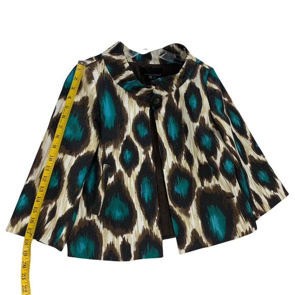 Large Print Leopard Brown & Turquoise Swing Blazer - Picture 14 of 15